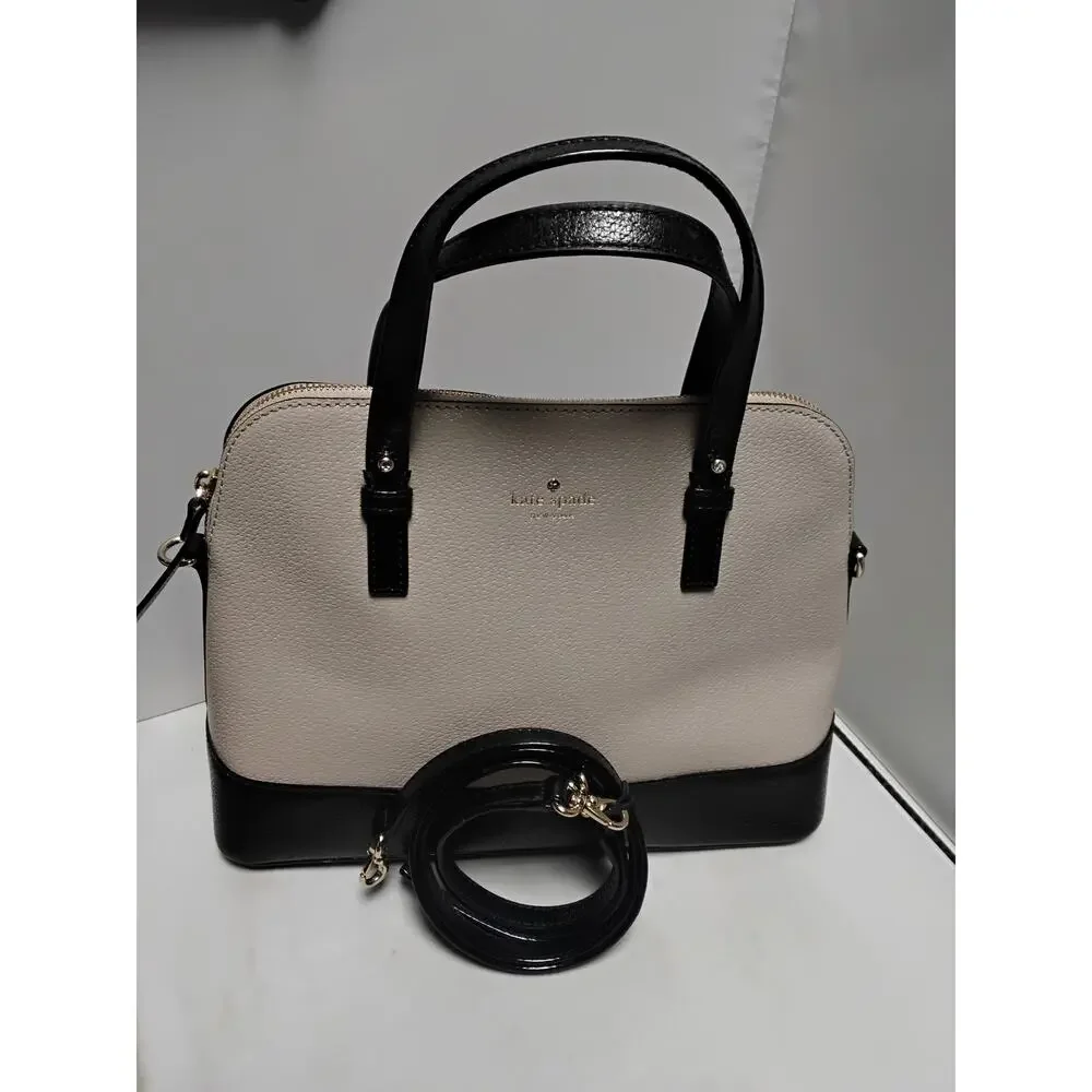Kate Spade New York Grove Street Domed Handle Satchel Crossbody Black & Ecru